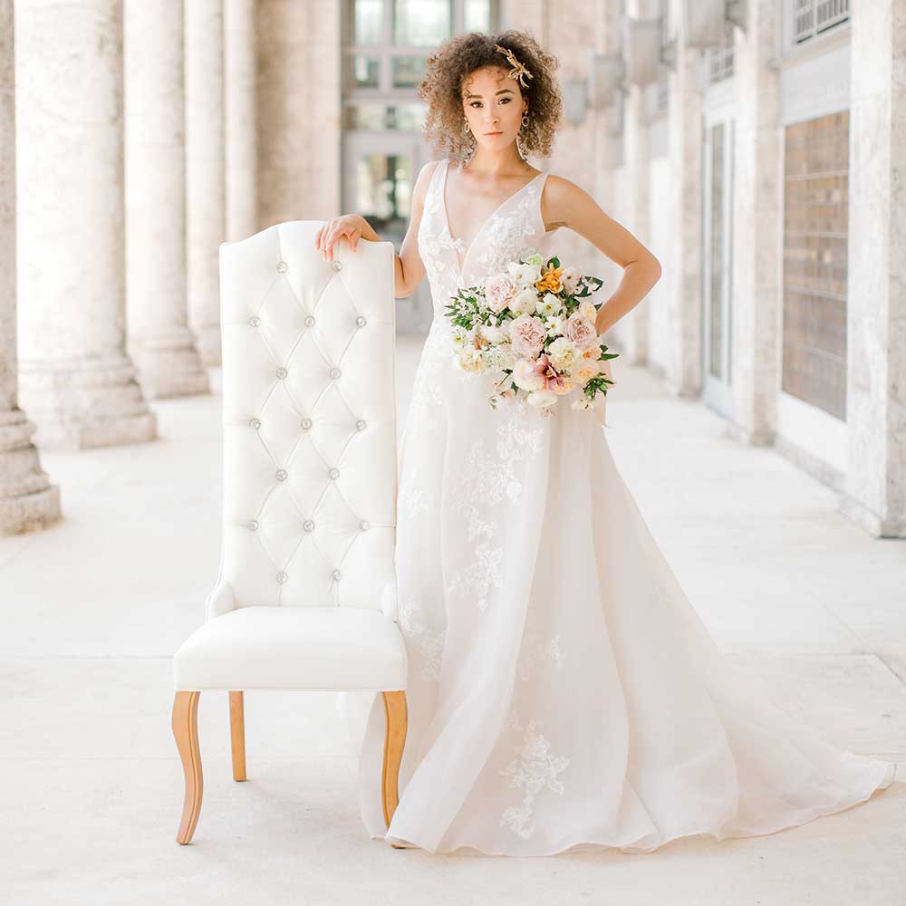 Wedding furniture rentals and stunning bride | Stella Paschall Photo, Niche Event Rentals